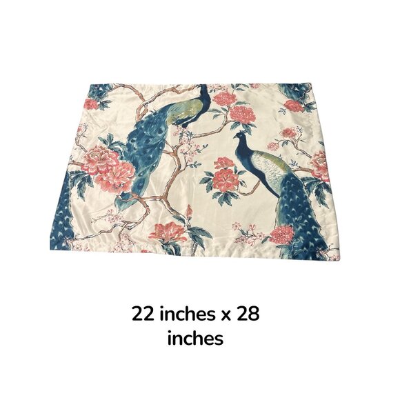 Z Gallerie Peacock Floral Pillowcases Set of 2 Chinoiserie Ivory 22x28 - Picture 7 of 7